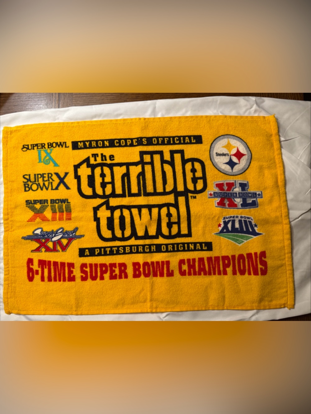 Pittsburgh Steelers NFL Official Gold Terrible Towel 6-TIME SUPER BOWL CHAMPIONS